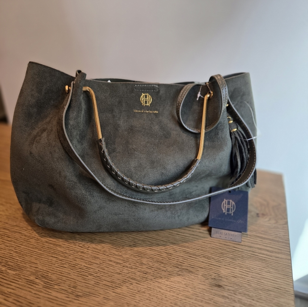 House Of Harlow Green Suede Tote Bag